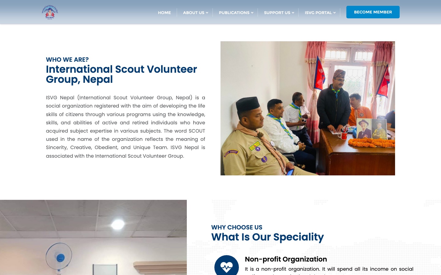 ISVG Nepal: website design and development 1 Homepage of ISVG Nepal website designed and built by Dignep