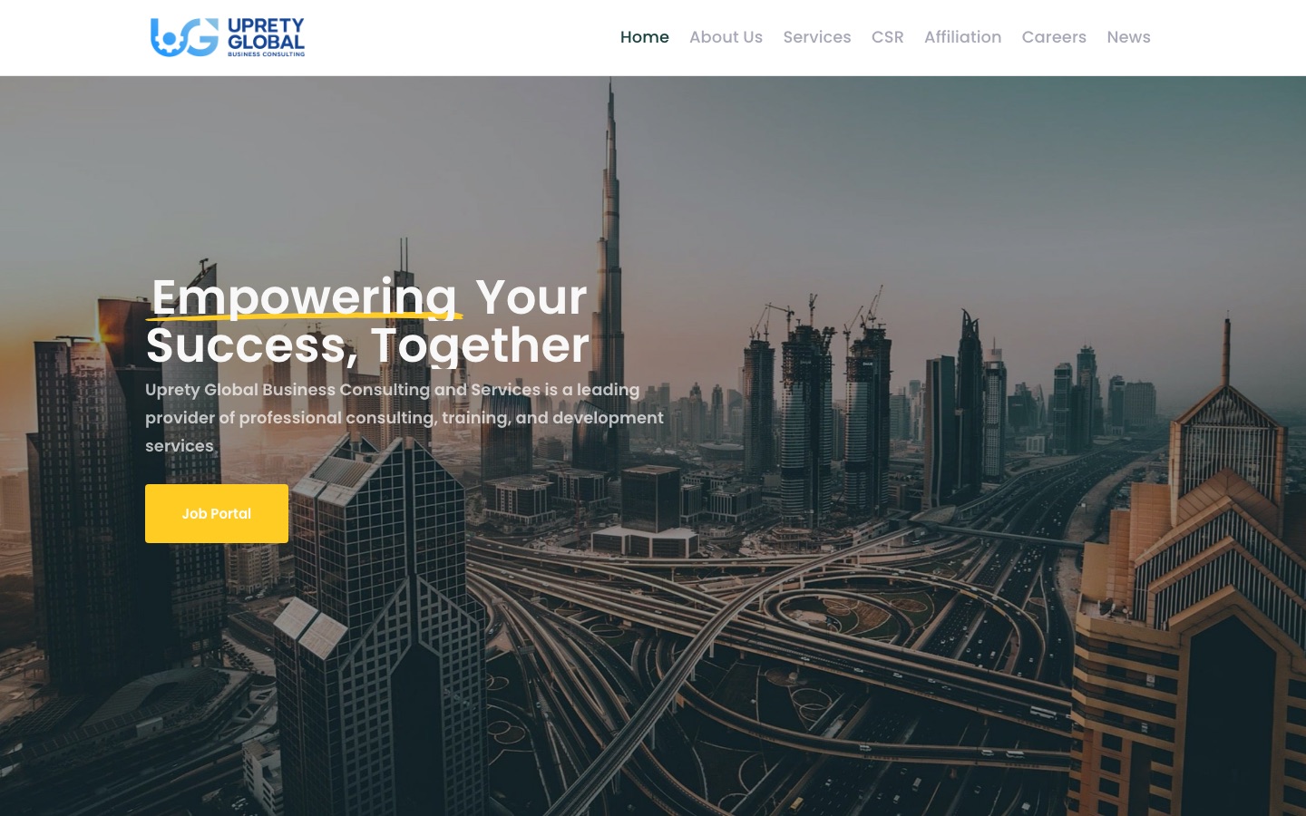 Uprety Global: website design and development 1 Homepage of Uprety Global website designed and built by Dignep
