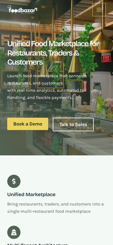 Food Bazar: application development 2 Homepage of Food Bazar on a phone, built by Dignep