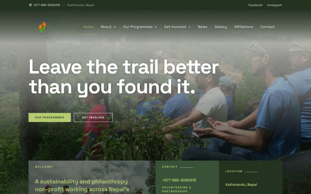 Footprint Foundation: website design and development 1 Homepage of Footprint Foundation, built by Dignep